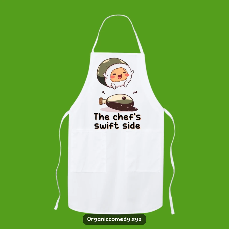 Funny Sushi Leap Apron: Cook Up Fun with Japanese Flair!