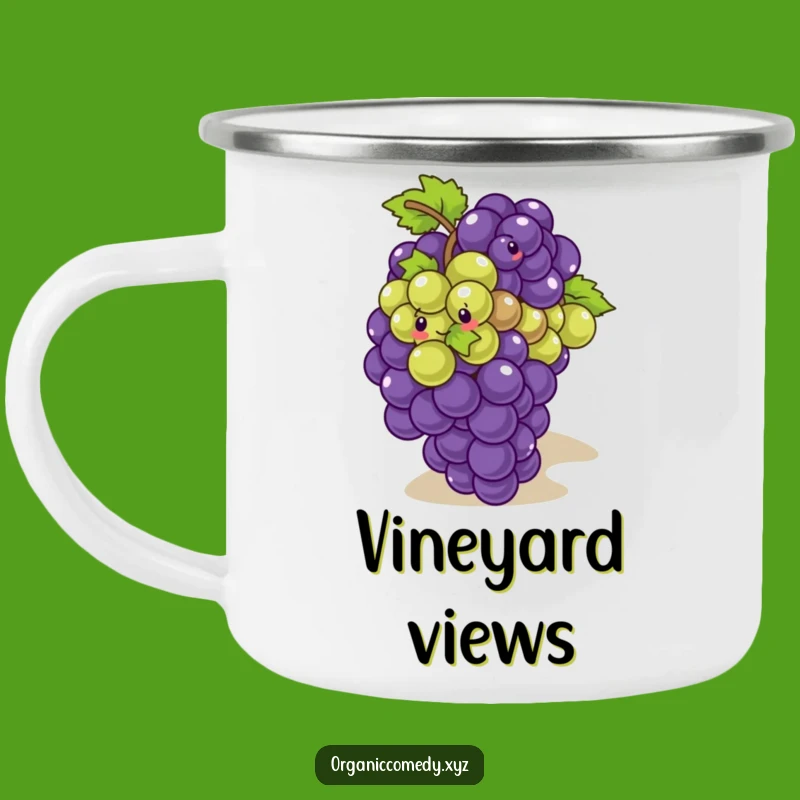 Funny Grapes Tumbling Camping Mug - Playful Outdoor Breakfast Gift