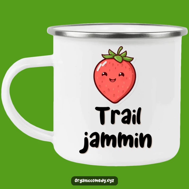 Funny Bouncing Strawberry Camping Mug - Cheerful Outdoor Breakfast Gift