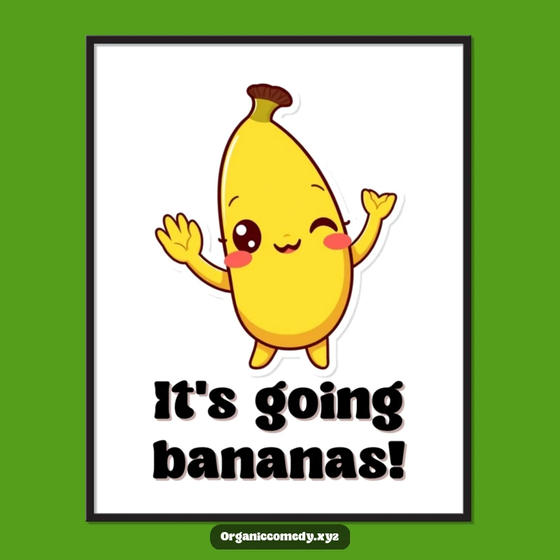 Funny Banana Wave Digital Art - Whimsical Fruit Cartoon Print Gift