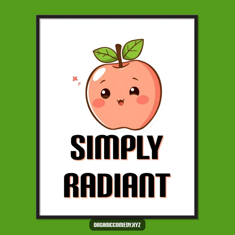 Funny Spinning Apple Digital Art: Blushing Joyful Decor, Perfect Gift