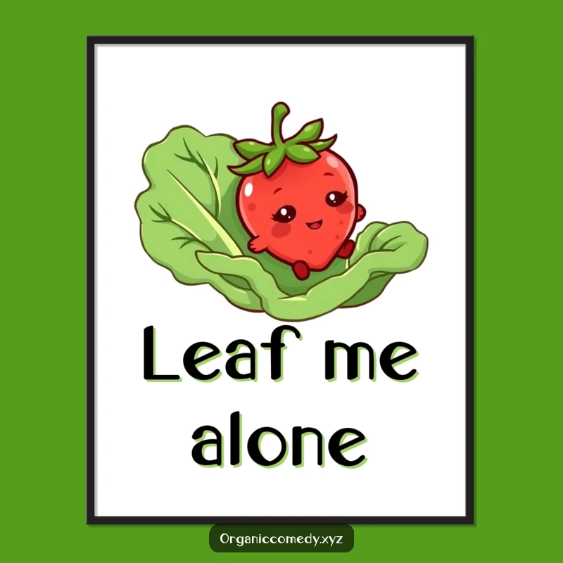 Funny Strawberry Tripping Digital Art: Bashful Veggie Laugh Print