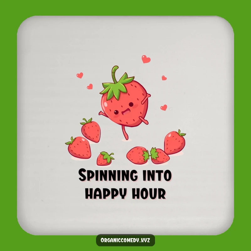 Funny Strawberry Somersault Drink Coaster - Protective Cartoon Fruit Barware Gift
