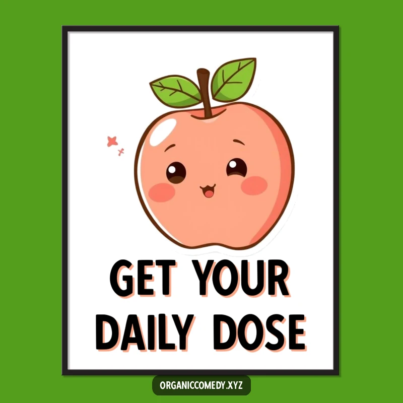 Funny Spinning Apple Poster: Blushing Joyful Art, Hilarious Gift