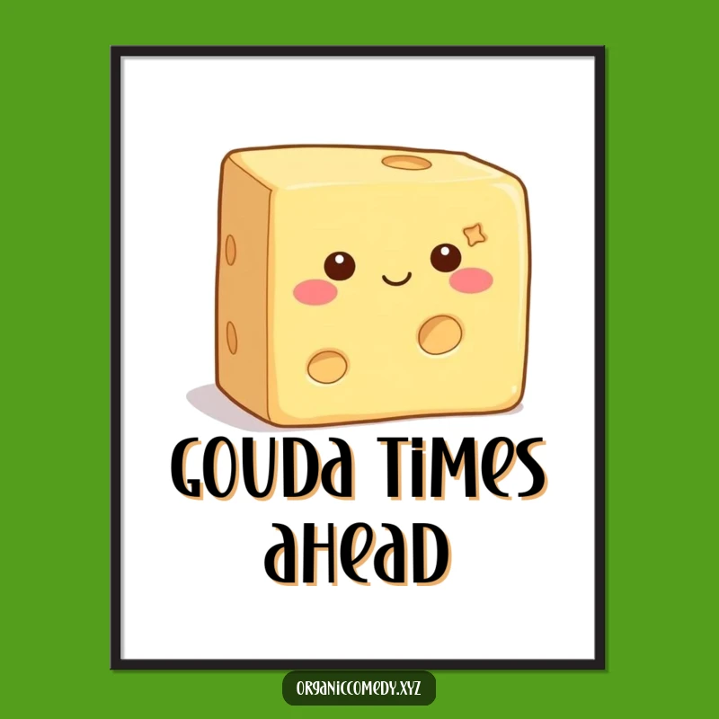Funny Wiggling Cheese Poster: Happy Block of Joy, Hilarious Wall Art Gift