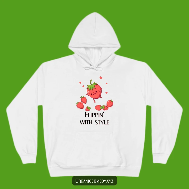 Funny Strawberry Somersault Hoodie - Cozy Cartoon Fruit Sweatshirt Gift