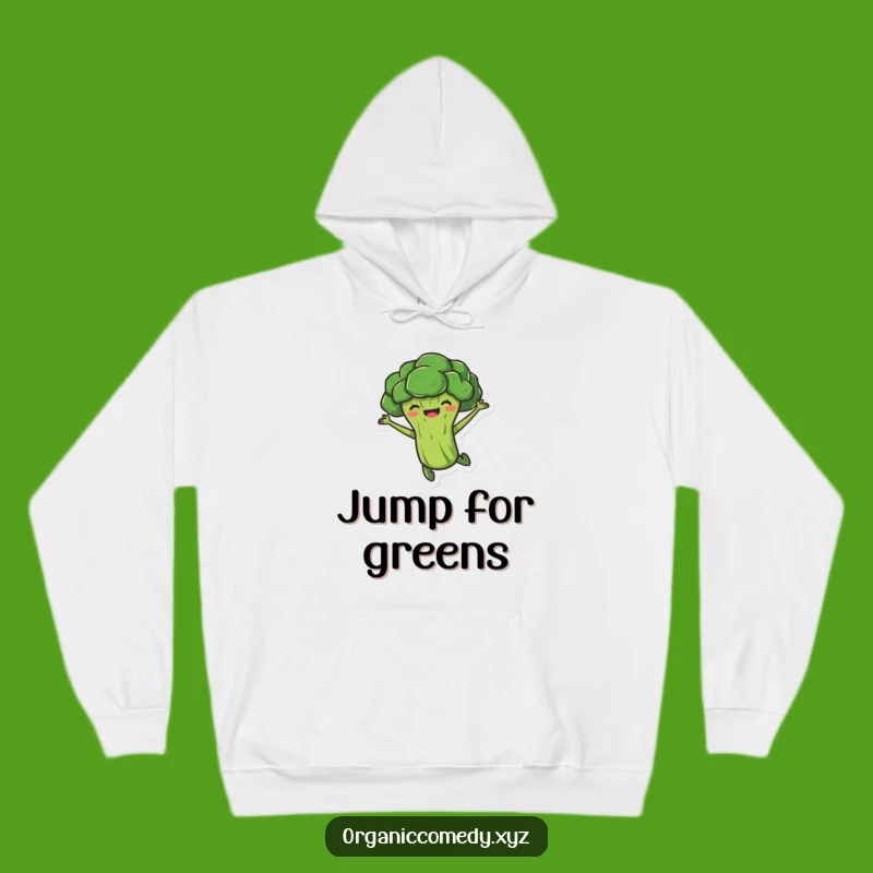 Funny Broccoli Leap Hoodie - Cozy Veggie Cartoon Sweatshirt Gift
