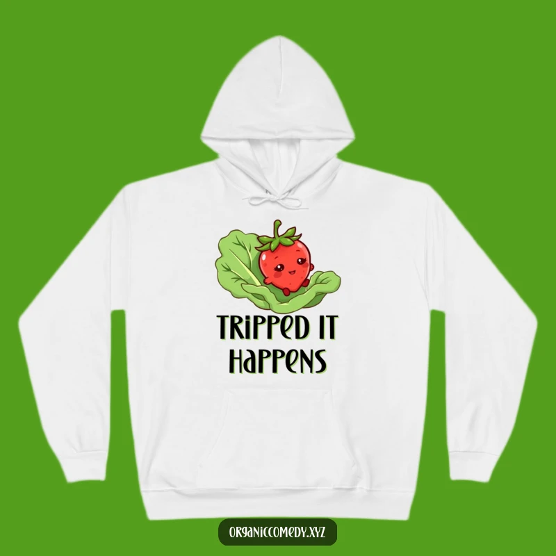 Funny Strawberry Tripping Hoodie: Cozy Bashful Veggie Mishap Apparel