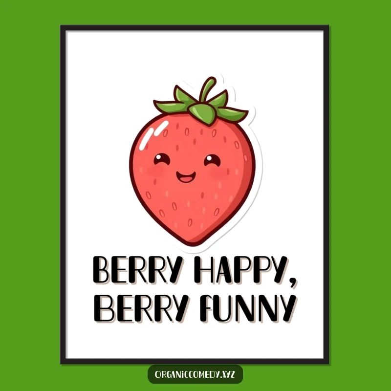 Funny Free Printable Wall Art: Bouncing Strawberry, Joyful Downloadable Decor!