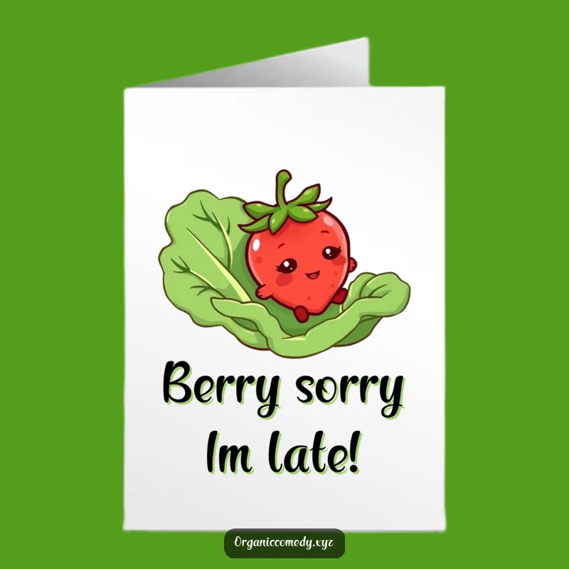 Funny Free Printable Birthday Card: Bashful Strawberry Tripping, Cute Foodie Card