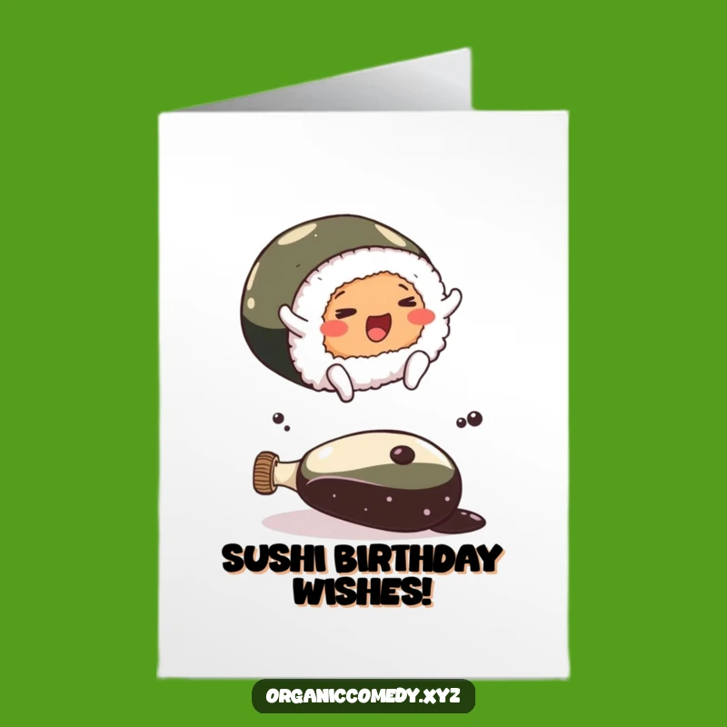 Free Printable Birthday Card: Leaping Sushi Birthday Bash! Fun Downloadable