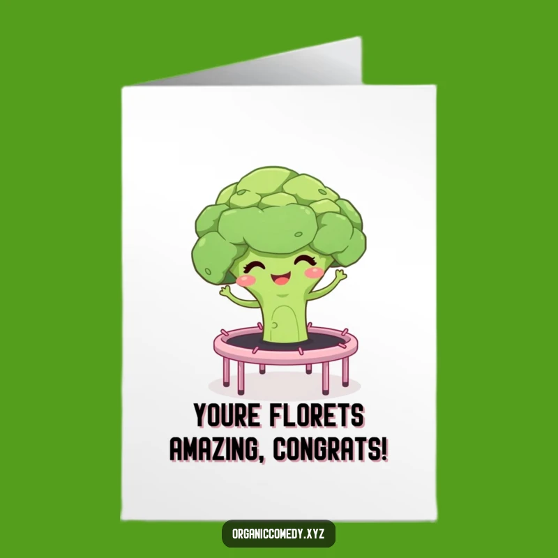 Free Printable Congrats Card: Bouncing Broccoli, Joyful Veggie Celebration