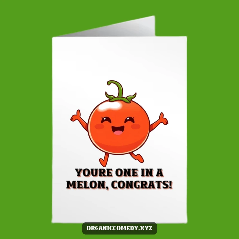Free Printable Congrats Card: Leaping Tomato, Cheerful Downloadable Gift!