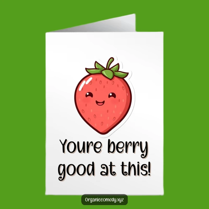 Free Printable Congrats Card: Bouncing Strawberry, Cheerful Downloadable Gift!