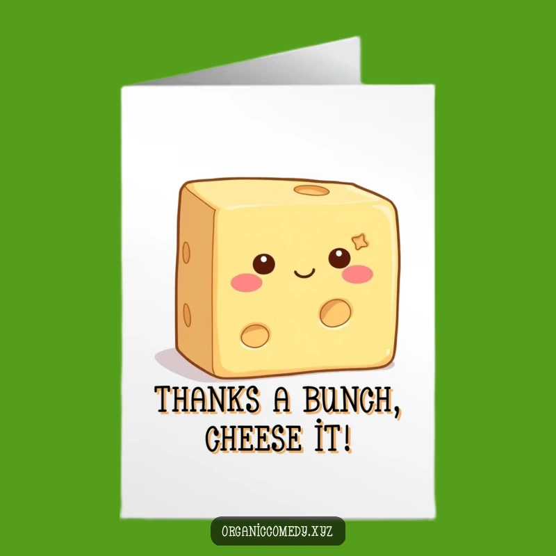 Free Printable Thank You Card: Wiggling Cheese Funny Downloadable Gift for Gratitude