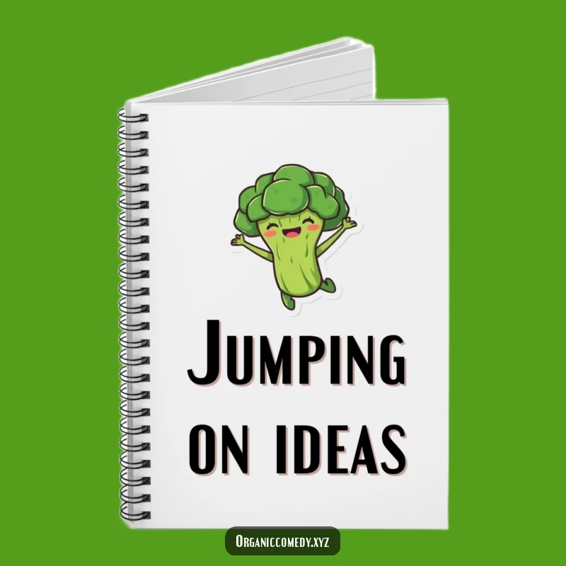 Funny Broccoli Leap Notebook - Cute Veggie Cartoon Journal Gift