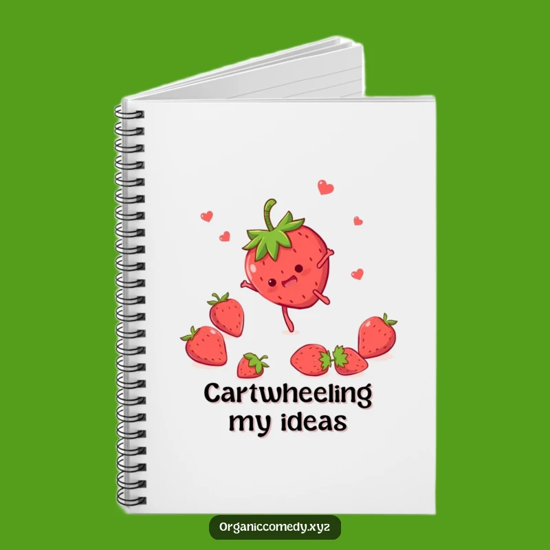 Funny Strawberry Somersault Notebook - Cute Cartoon Fruit Journal Gift