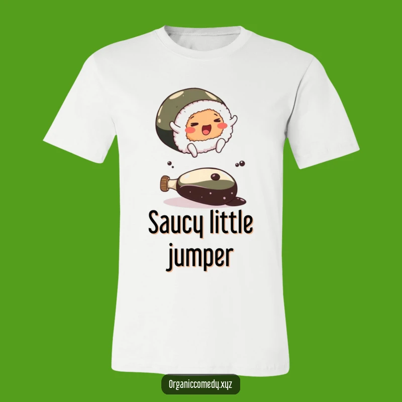 Funny Sushi Leap T-Shirt: Wear Your Joyful Jump Over Soy Sauce!