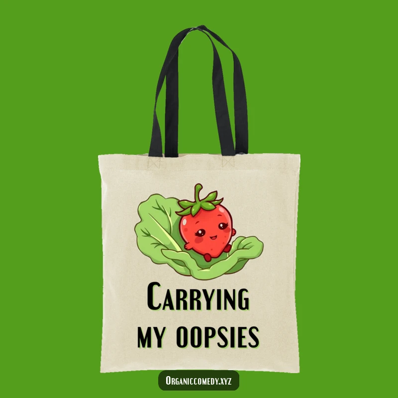 Funny Strawberry Tripping Tote Bag: Cute Veggie Mishap Carryall