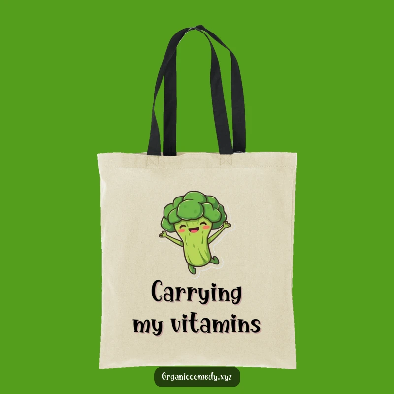 Funny Broccoli Leap Tote Bag - Durable Veggie Cartoon Carryall Gift